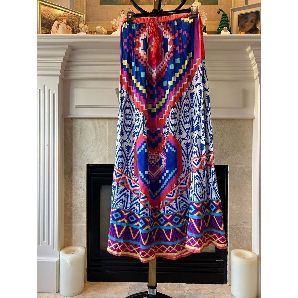 Magic Women's Maxi Skirt Flowy Multi Patterned Colorful Boho Gypsy Elastic Waist